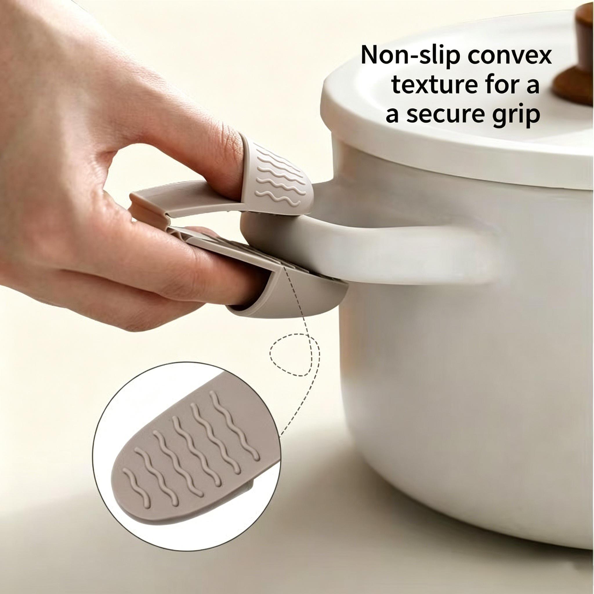 Kitchen Gadgets Built In - Drei-Finger-Hitzebeständige Handschuhe, Rutschfeste Silikon-Ofenhandschuhe mit Integriertem