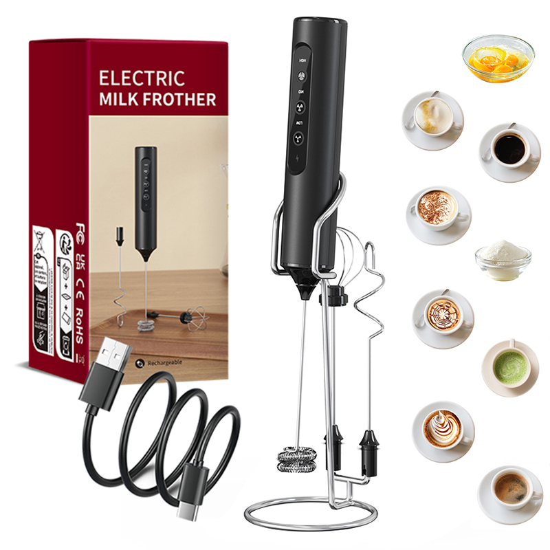 Milk Frother - 3-in-1 elektrischer Handmilchaufschäumer, 3 einstellbare Geschwindigkeiten,