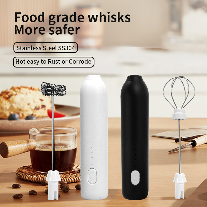 Milk Frother - 2-in-1 elektrischer Kaffeeaufschäumer + Schneebesen, kabellose
