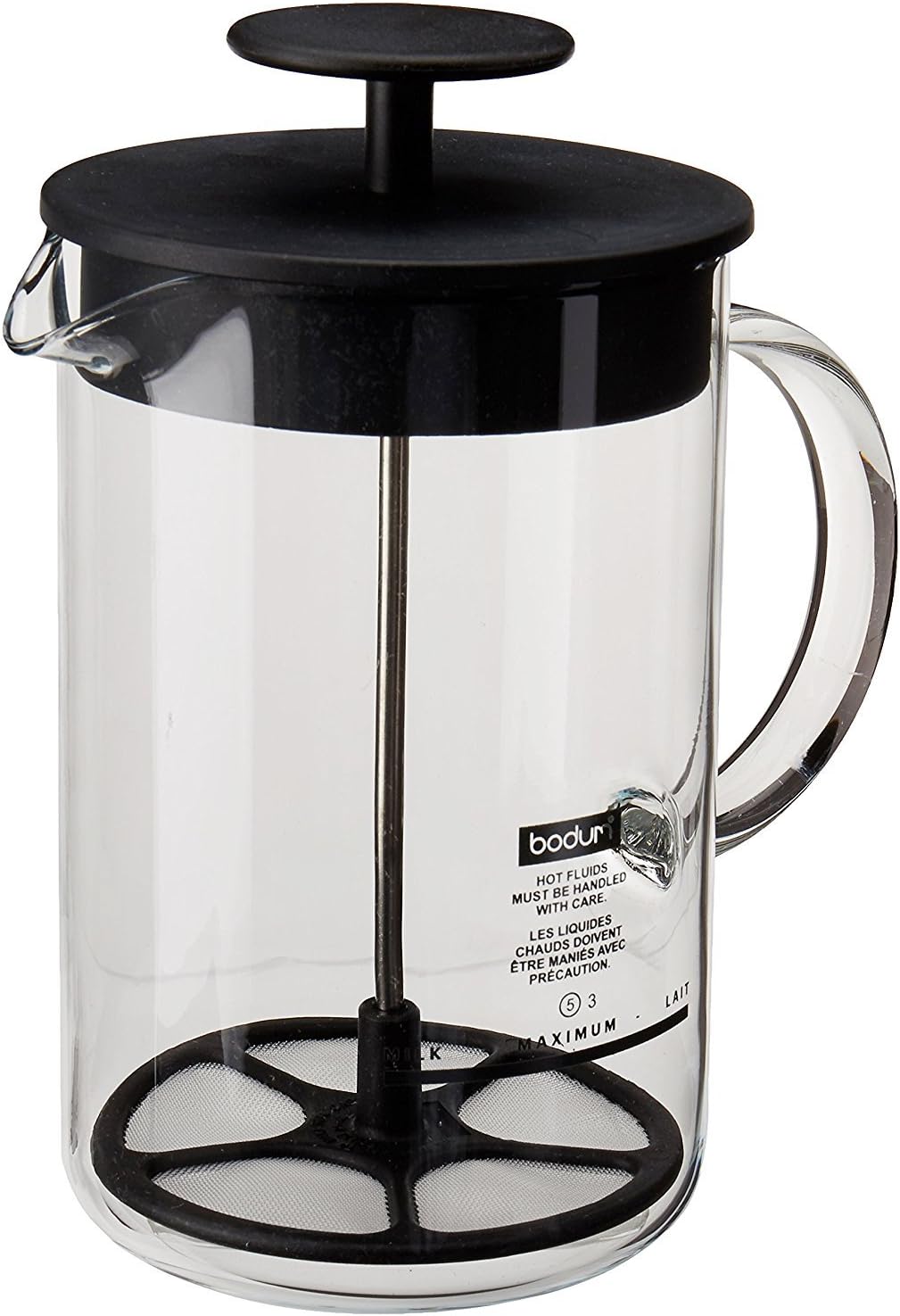 Milk Frother - Manueller Milchaufschäumer, 8 oz, Schwarz, hitzebeständiges
