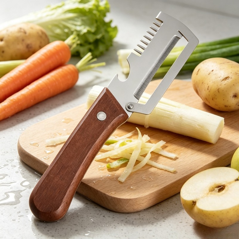 Kitchen Gadgets Built In - 2-in-1 Gezahnter Gemüseschäler Premium Küchenschälmesser mit